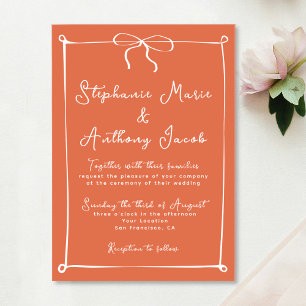 Whimsical Italian Sunset with White Bow Wedding Acrylic Invitations