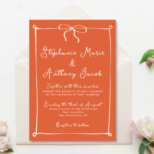 Whimsical Italian Sunset with White Bow Wedding Invitation