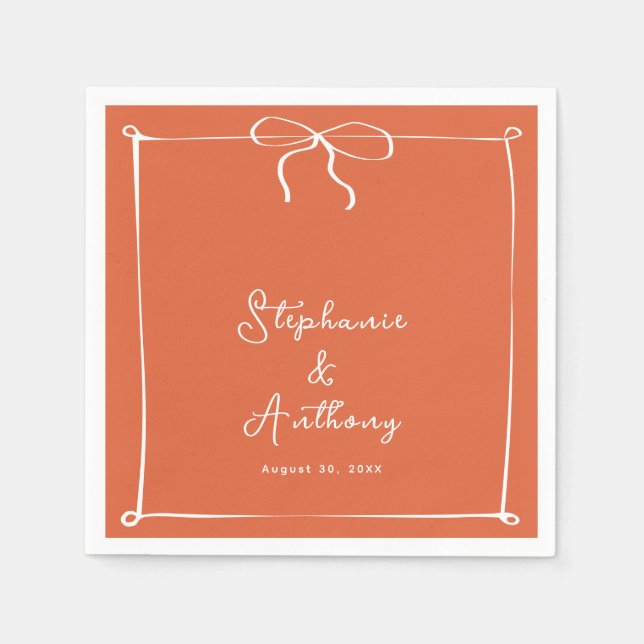Whimsical Italian Sunset with White Bow Wedding Napkins (Front)