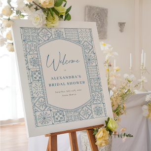 Whimsical Italian Tiles Bridal Shower Welcome Sign