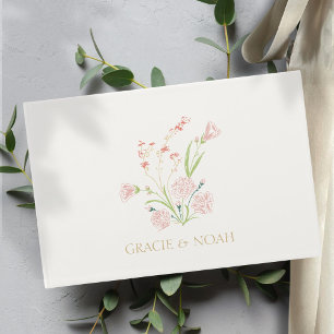 Whimsical Ivory Floral Bouquet Wedding Guest Book