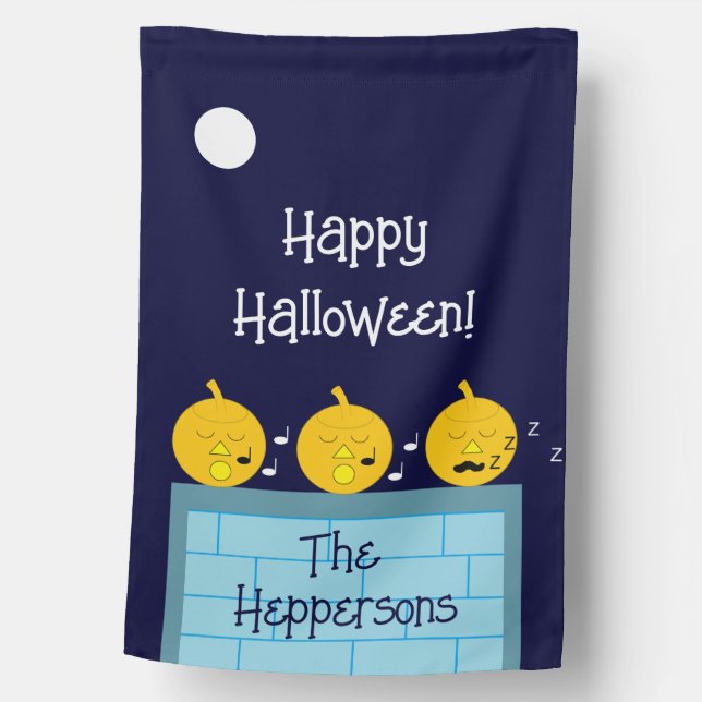 Whimsical Jack-o'-Lanterns:  Halloween House Flag (Front)