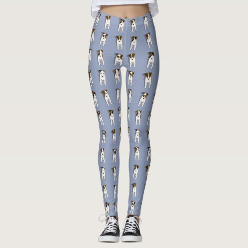 Whimsical Jack Russell dogs pattern blue Leggings