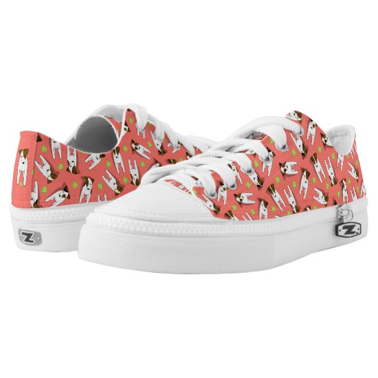 whimsical Jack Russell Terriers pattern coral Low-Top Sneakers