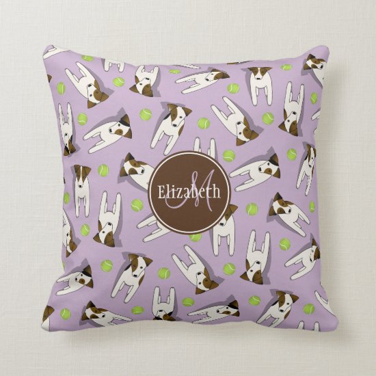 Whimsical Jack Russells pattern lilac or any color Throw Pillow
