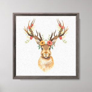 Whimsical Jackalope with Floral Antlers Canvas Print