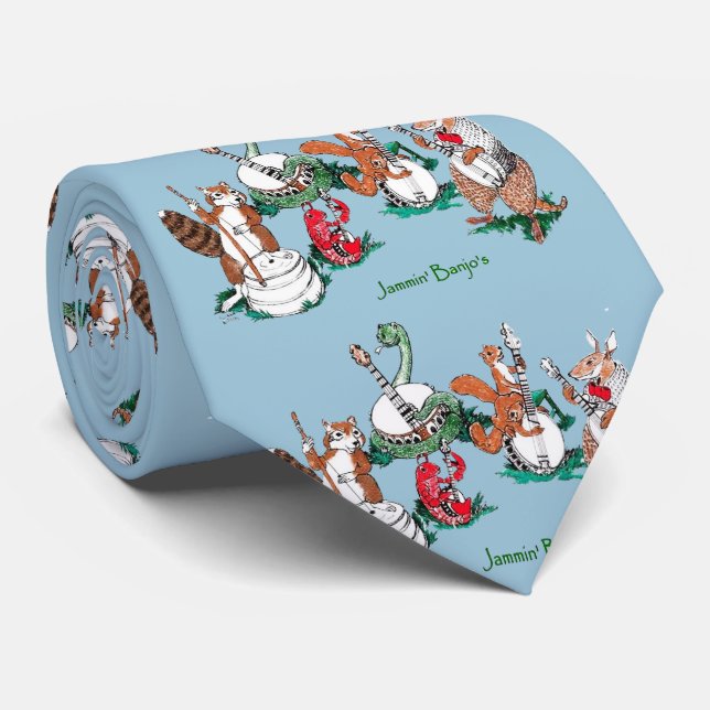 Whimsical Jammin Banjos Musical Tie (Rolled)