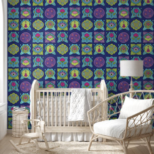Whimsical Jewel Tones Hand drawn Boho Frames Wallpaper
