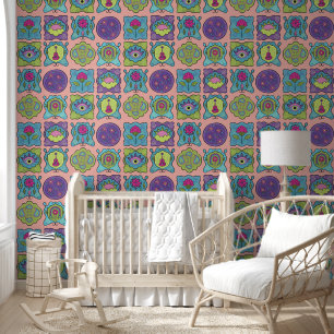 Whimsical Jewel Tones Hand drawn Boho peach Wallpaper