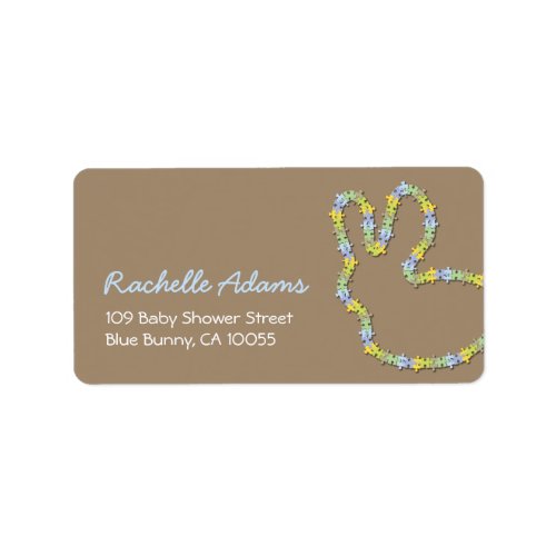 Whimsical Jigsaw Bunny Baby Shower Address Labels