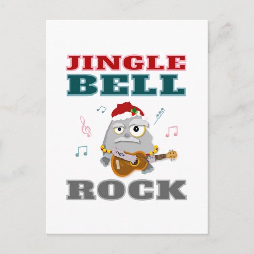 Whimsical Jingle Bell Rock Cartoon Christmas Holiday Postcard