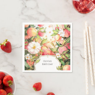 Whimsical Juicy Peach Birthday Napkins