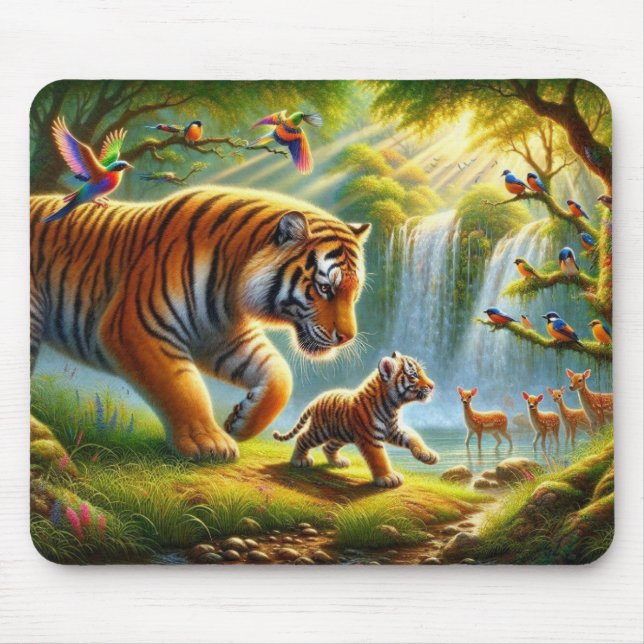 Whimsical Jungle Paradise Painting Mouse Pad (Front)
