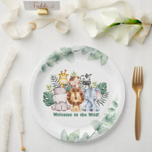 Whimsical Jungle Safari Animal Birthday Invitation Paper Plates