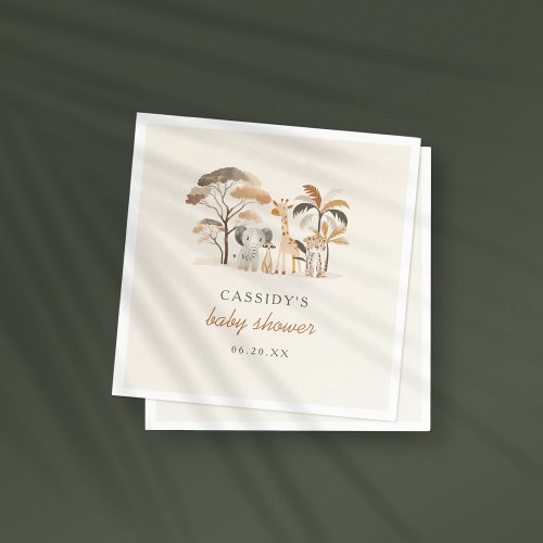 Whimsical Jungle Safari Animals Boy Baby Shower Napkins
