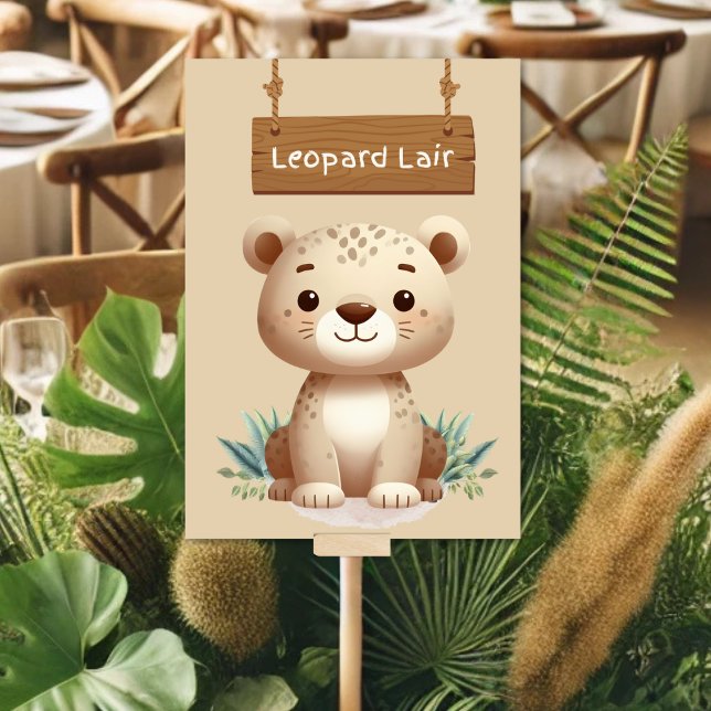 Whimsical Jungle Safari Leopard Table Sign Number (Creator Uploaded)