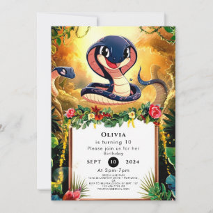 Whimsical Jungle Snake Birthday Invitation