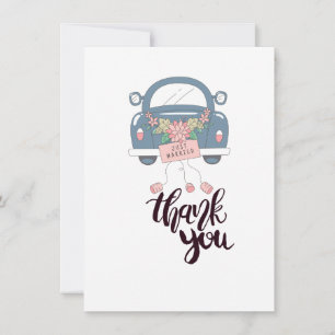 Whimsical Just Married Thank You Card