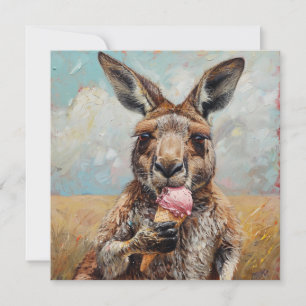 Whimsical Kangaroo Eating Ice Cream Customizable Invitation