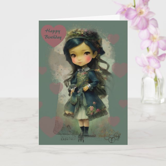 Whimsical Kawaii Fairy Tale Girl Card (Orchid)