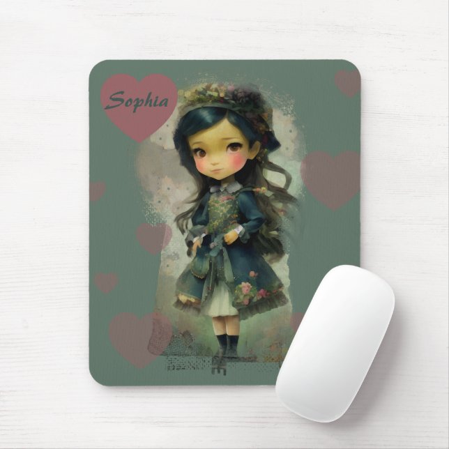 Whimsical Kawaii Fairy Tale Girl Mouse Pad (With Mouse)