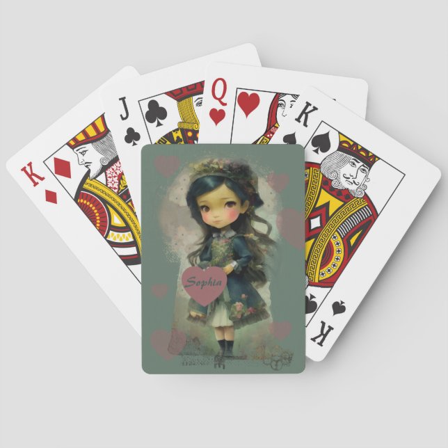 Whimsical Kawaii Fairy Tale Girl Poker Cards (Back)