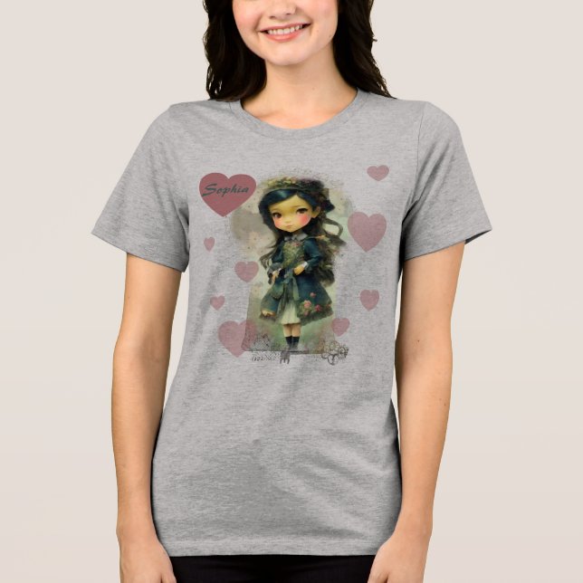 Whimsical Kawaii Fairy Tale Girl Tri-Blend Shirt (Front)