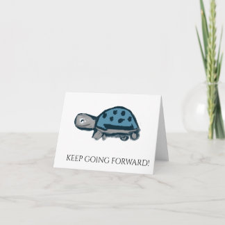 Whimsical "Keep Going Forward" Turtle Letterpress Thank You Card