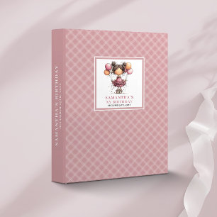 Whimsical Kids 10th Birthday Pink memory album 3 Ring Binder