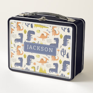 Whimsical Kids Dinosaurs Metal Lunchbox