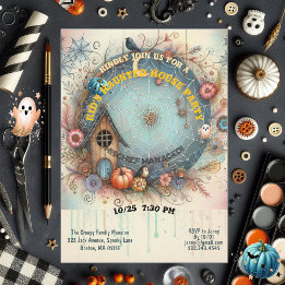Whimsical Kids Haunted House Party Pastel Fall Fun Invitation