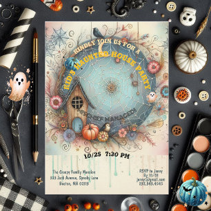 Whimsical Kids Haunted House Party Pastel Fall Fun Invitation