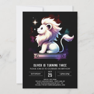 Whimsical Kids Lion Birthday Invitation