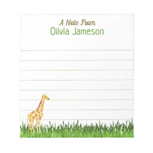 Whimsical Kid's Name GIRAFFE Lined Notepad