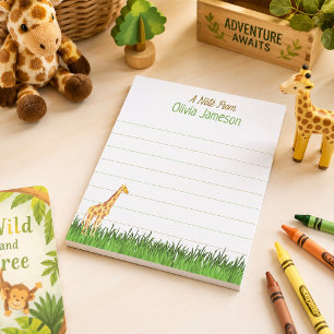Whimsical Kid's Name GIRAFFE Lined  Notepad