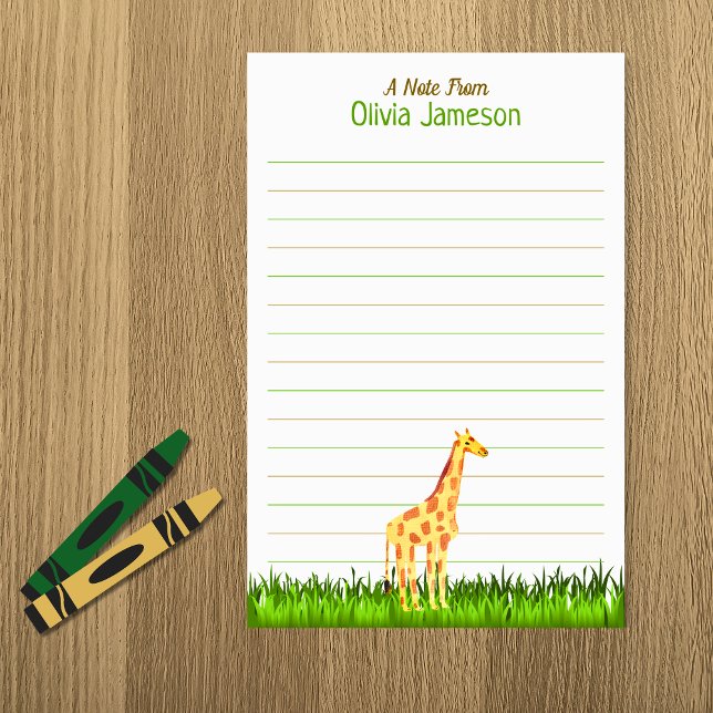 Whimsical Kid's Name GIRAFFE Lined Stationery (Whimsical Kid's Name GIRAFFE Lined Stationery)