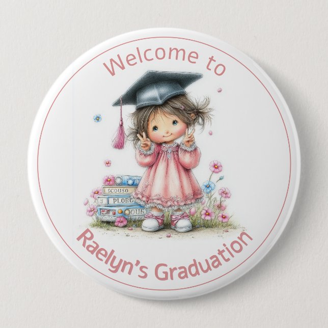 Whimsical Kindergarten Graduation Celebration  Button (Front)