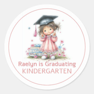 Whimsical Kindergarten Graduation Celebration Classic Round Sticker