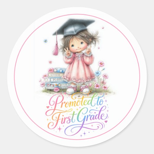Whimsical Kindergarten Graduation Celebration  Classic Round Sticker