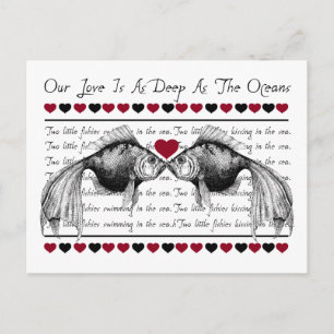 Whimsical Kissing Fish Love Valentine's Day Holiday Postcard