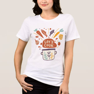 Whimsical Kitchen Scene with “Let’s Cook” Text –  Tri-Blend Shirt