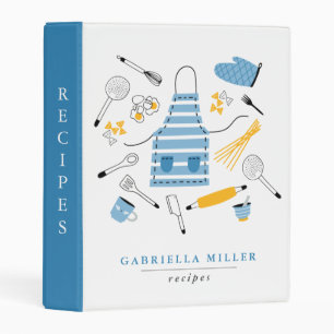 Whimsical Kitchen Tools Personalized Recipe Mini Binder