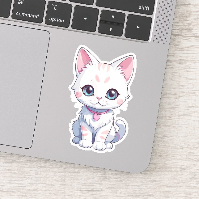 Whimsical Kitten Illustration Sticker (Detail)
