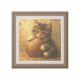 Whimsical Kitten With Yarn Ball Gallery Wrap
