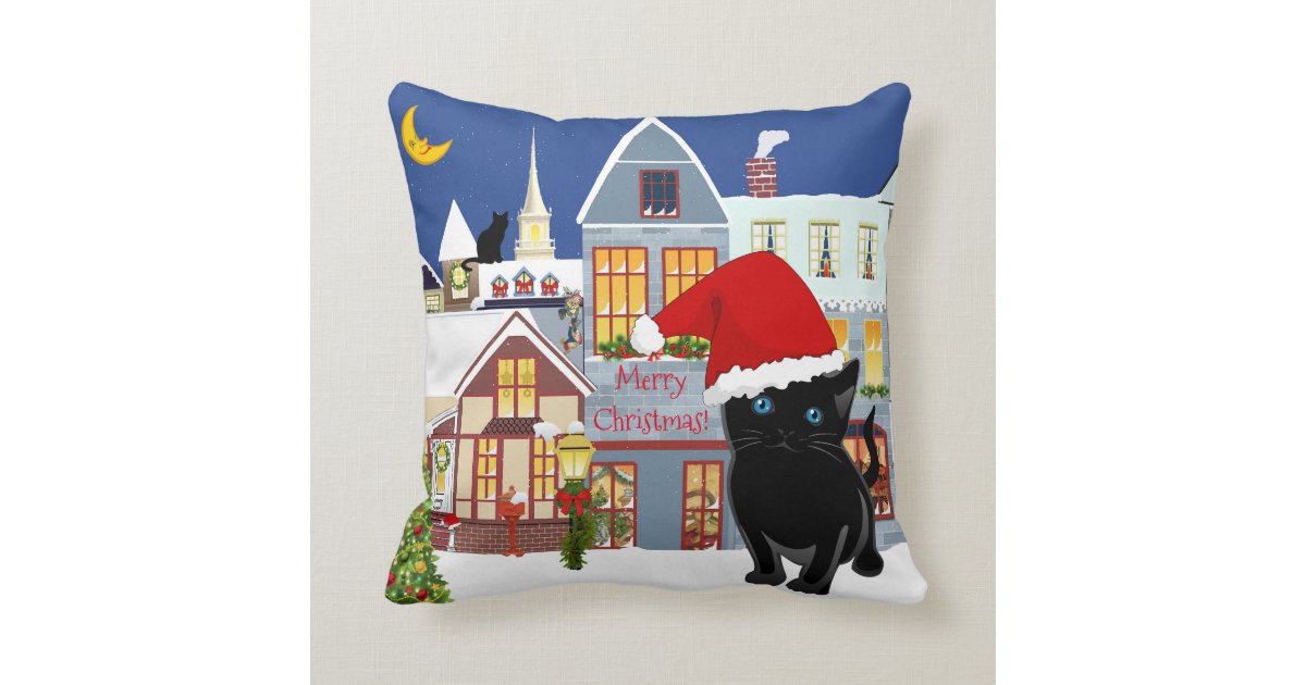 cat christmas pillow