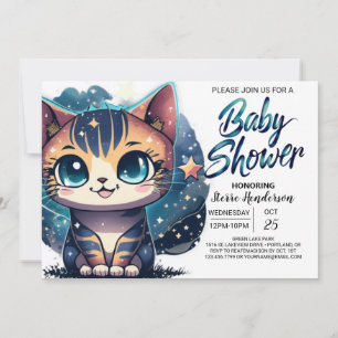 Whimsical Kitty Editable Baby Shower Invitation