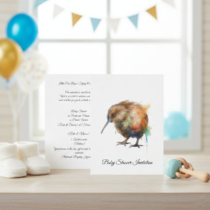 Whimsical Kiwi Bird Baby Shower   Sweet Pipi Invitation
