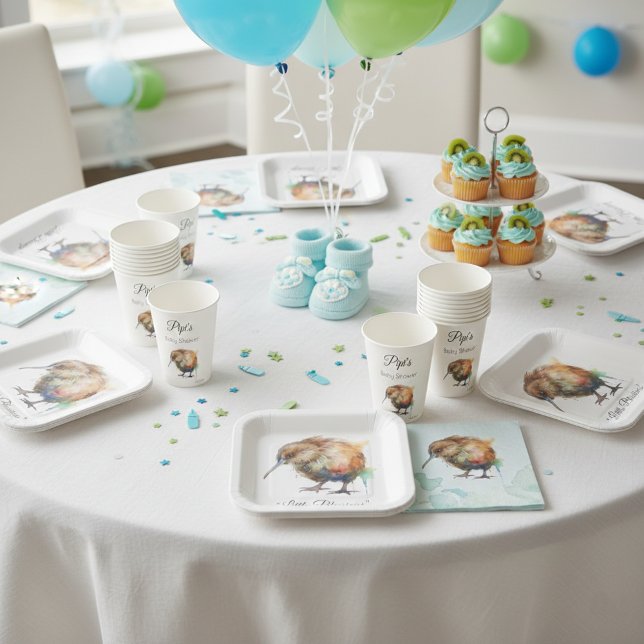 Whimsical Kiwi Bird Baby Shower | Sweet Pipi Paper Plates (Creator Uploaded)