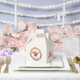 Whimsical Knight Girl and Dragon First Birthday Favor Boxes
