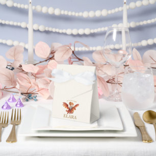 Whimsical Knight Girl and Dragon First Birthday Favor Boxes